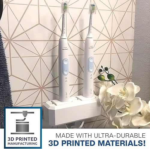 Miniatura 5 de Soporte para cepillo de dientes eléctrico, montaje en pared, compatible con Sonicare con 2 cargadores, se monta solo en una sola toma GFCIDecora.