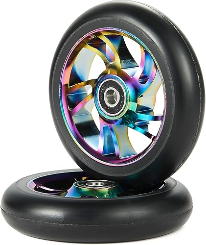 Ruedas de scooter de 3.937in - Par de ruedas de scooter Pro de 3.937in - Reemplazo de ruedas de metal Neo Oil Slick de 3.937in - Ruedas de scooter