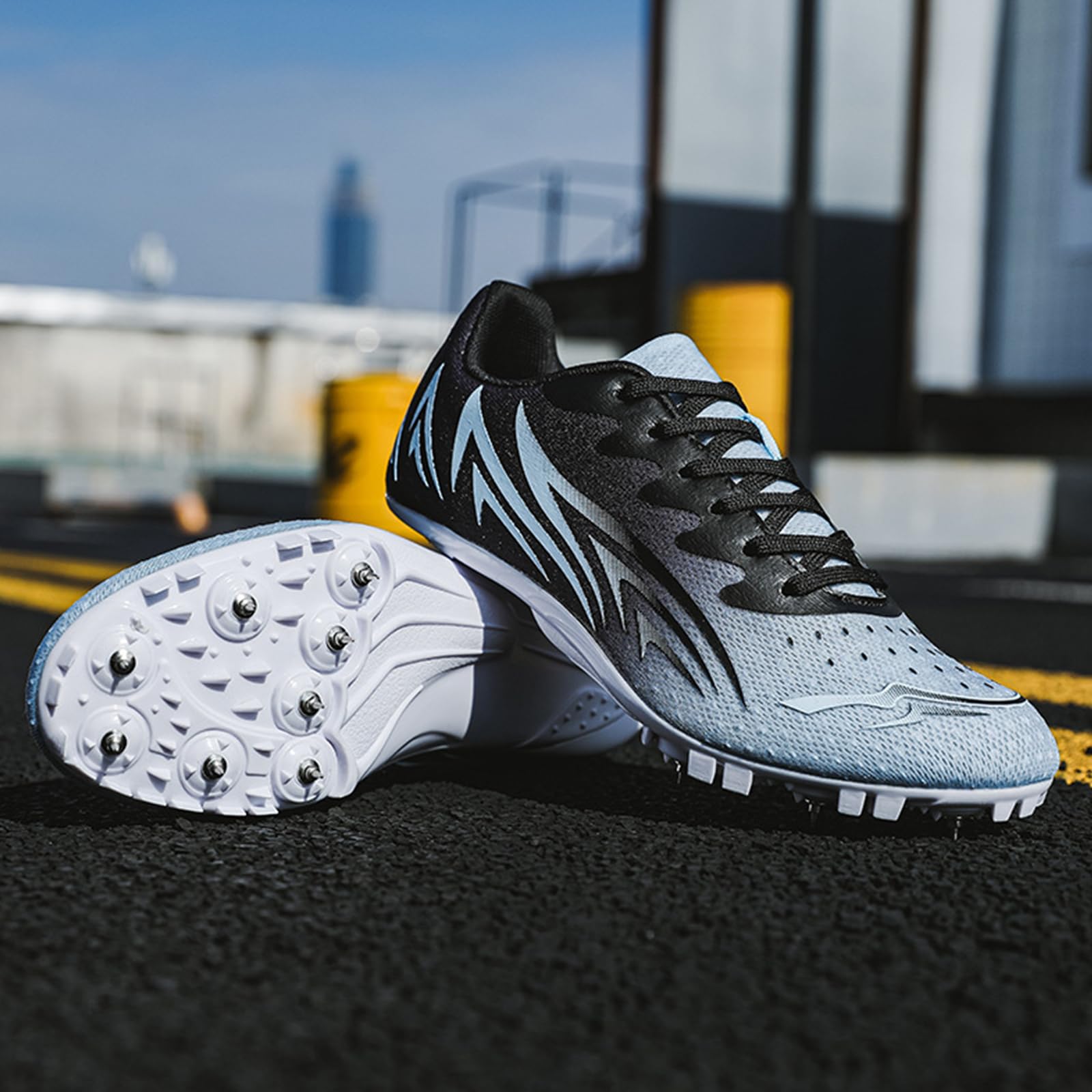 NGARY Zapatillas de Atletismo con 8 Clavos Hombre Zapatillas De Pista Y Campo Resistente Al Desgaste Antideslizantes para Sprint Running