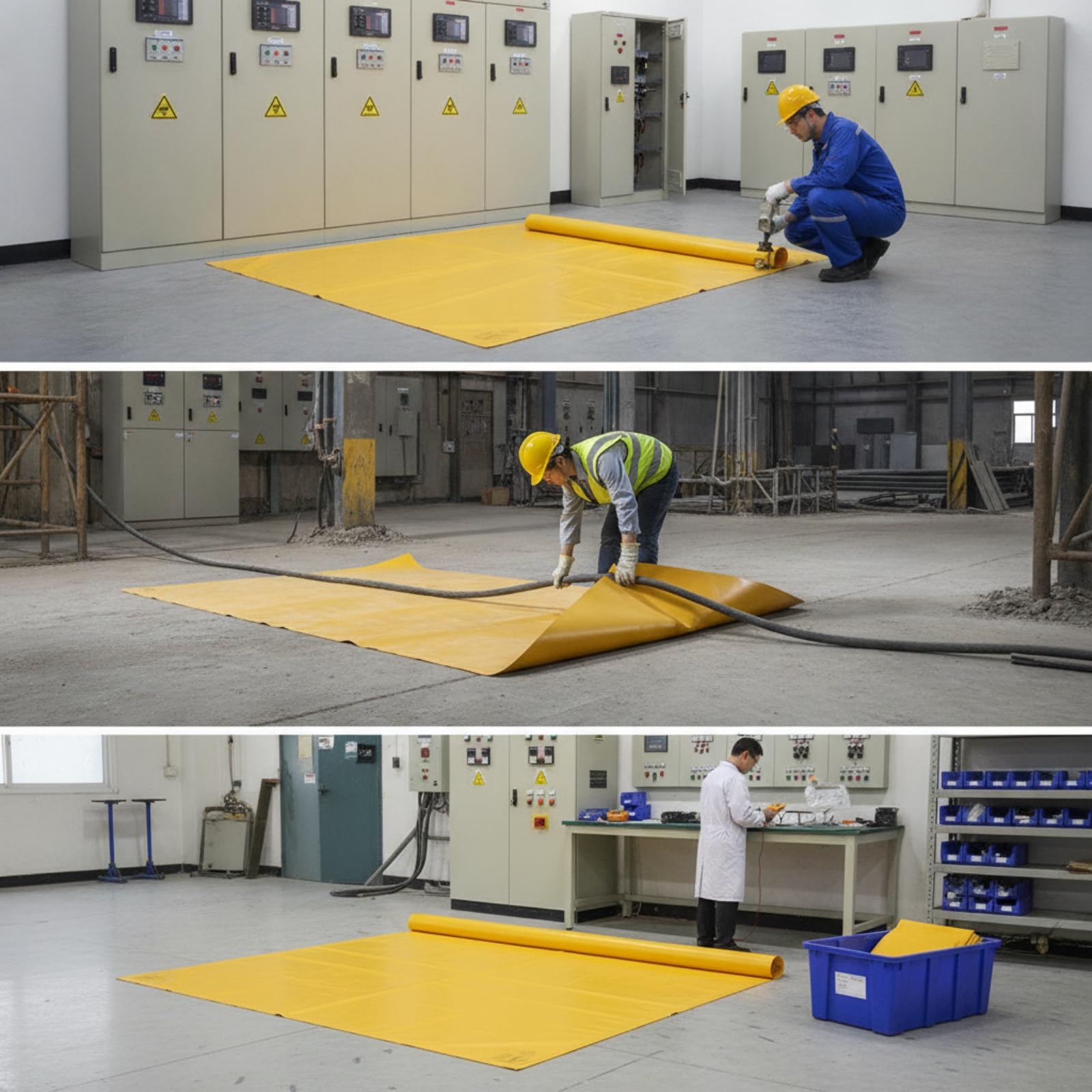 Qianly Tappeto Isolante Dielettrico Protettiva Coperta di Resina Gi Tappetino per Elettricisti, Manutentori, 1000mm X 1000mm