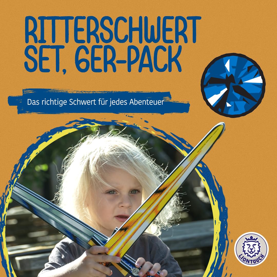 Liontouch - Ritterschwert-Set, 6er-Pack | Schaumstoffspielzeug für Jungen & Mädchen ab 3 Jahren | Mittelalterliche Spielschwerter für Rollenspiele | Sicheres Waffen- & Kostümzubehör für Verkleidung