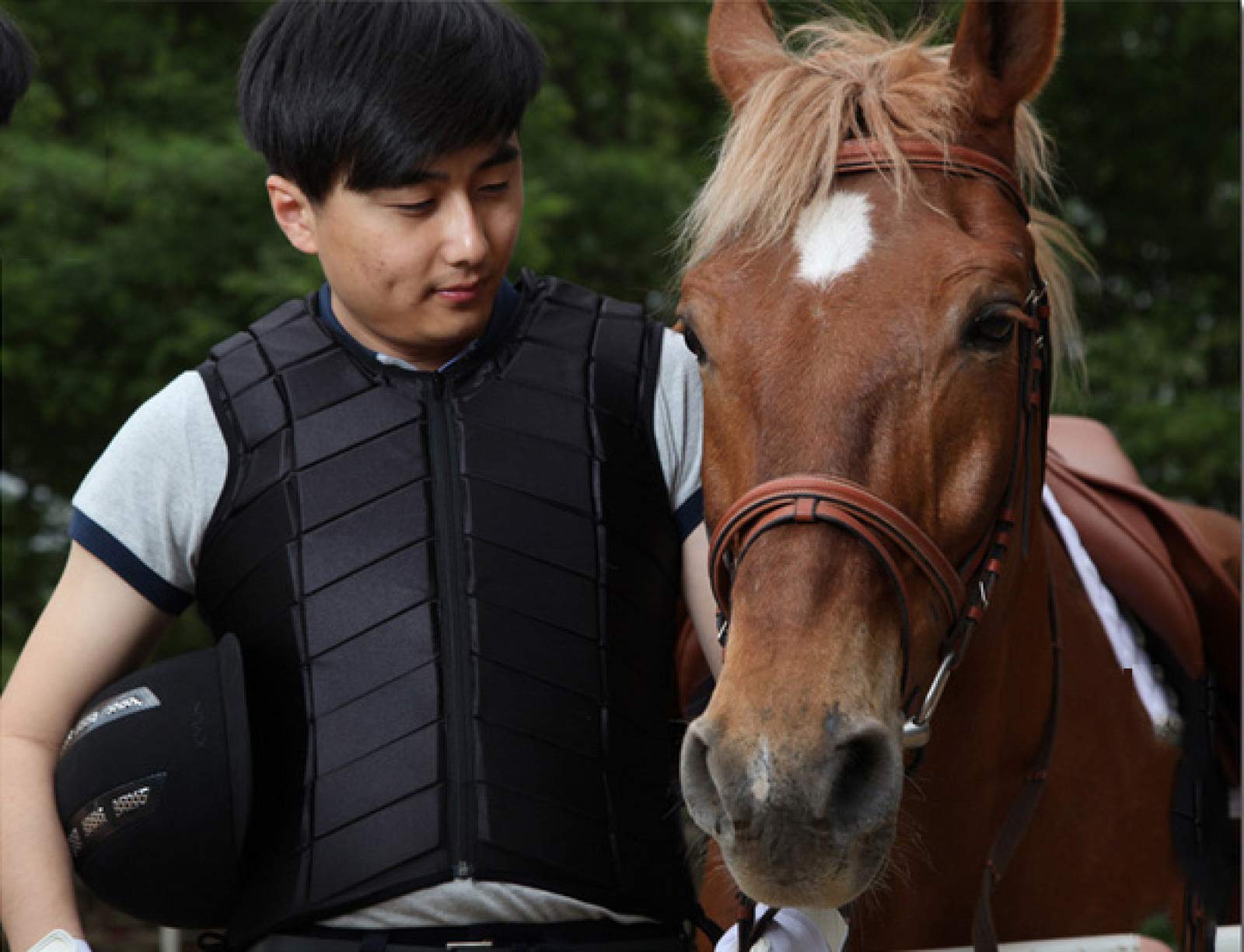 CLBING Chaleco ecuestre ajustable para adultos y niños jinete de caballo protector de cuerpo protector de espalda Chaleco de equitación con cremallera acolchada