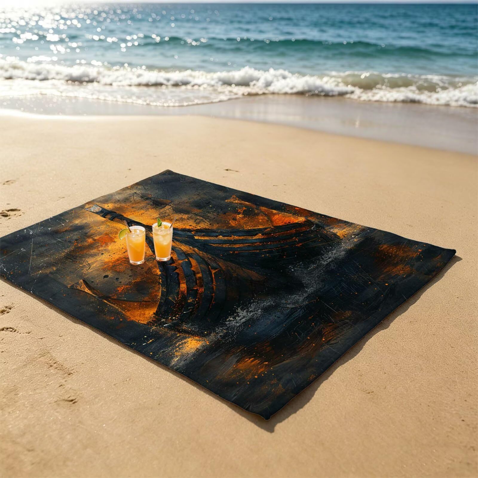 Bote Toalla Playa 160x220 Resistente a la arena Secado rápido Ligero, Toalla Playa Grande 220 x 160cm Suave Cómodo como Gym Yoga Sauna Toallas Baño Grandes Exterior Travel Essentials Paisaje XTLS-6901