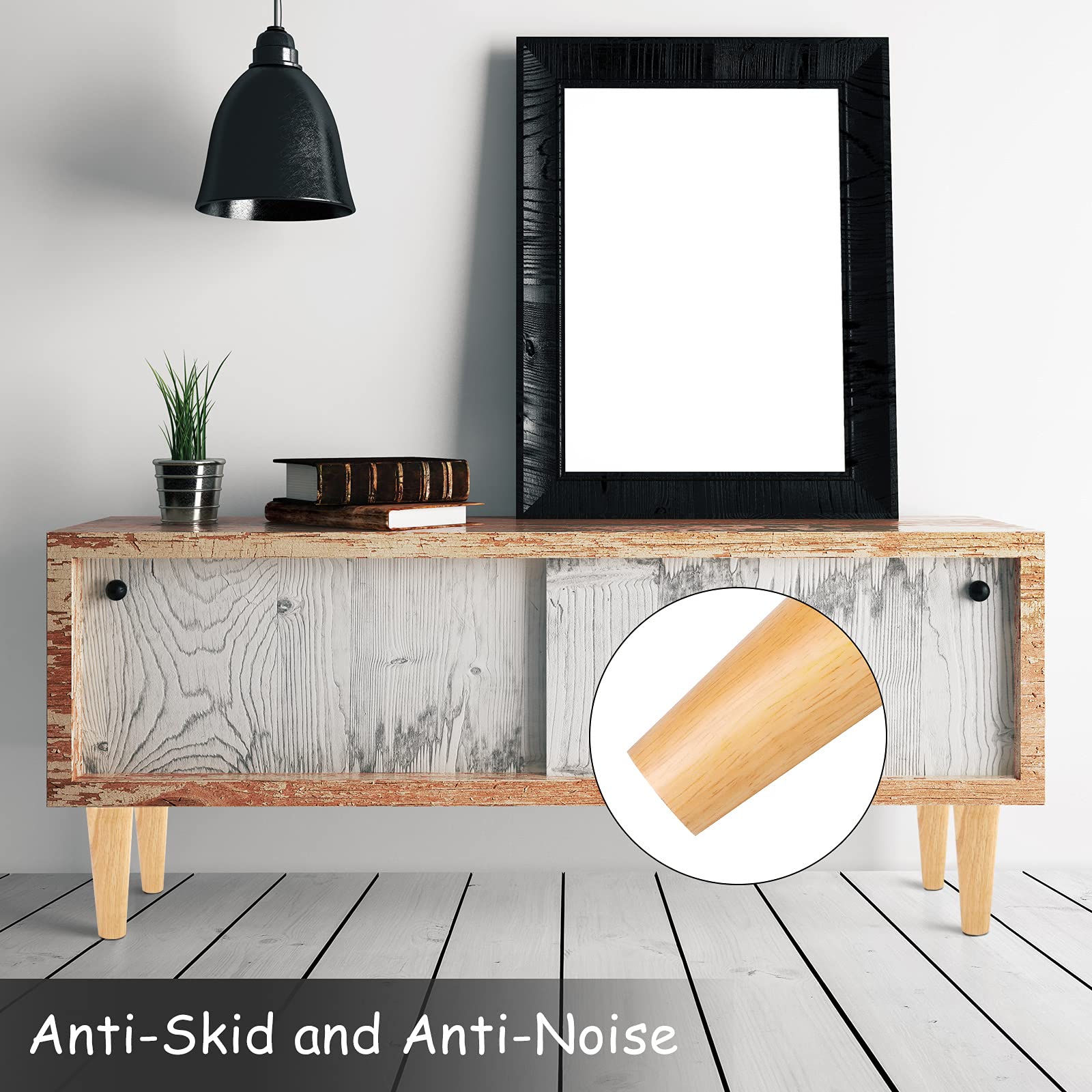 Ruisita 8 Pieces Furniture Couch Legs 6 Inch Round Solid Wood Sofa Legs