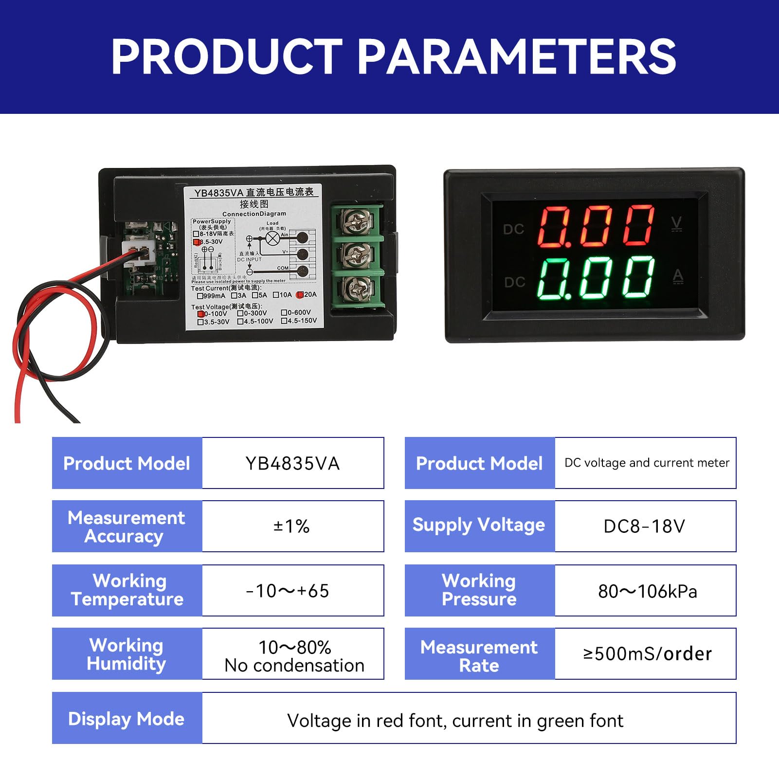 Current Display Non Contact Voltage Tester 20A Volt Amp Meter, Voltage Current Display ...