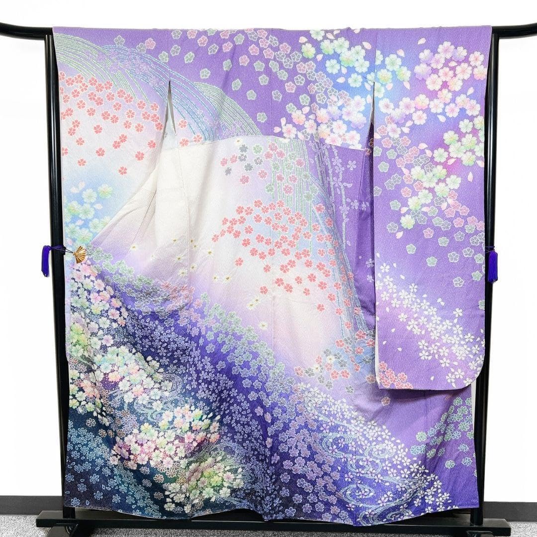 Amazon.co.jp: 吉乃一廉 銀通しに絞りの振袖 成人式 晴れ着 着物 