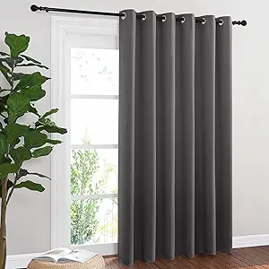 NICETOWN Sliding Door Curtains, Wide Thermal Blackout Patio Door Curtain Panel, Sliding Door Drapes/Draperies with Grommet Top (Gray, W80 x L84)