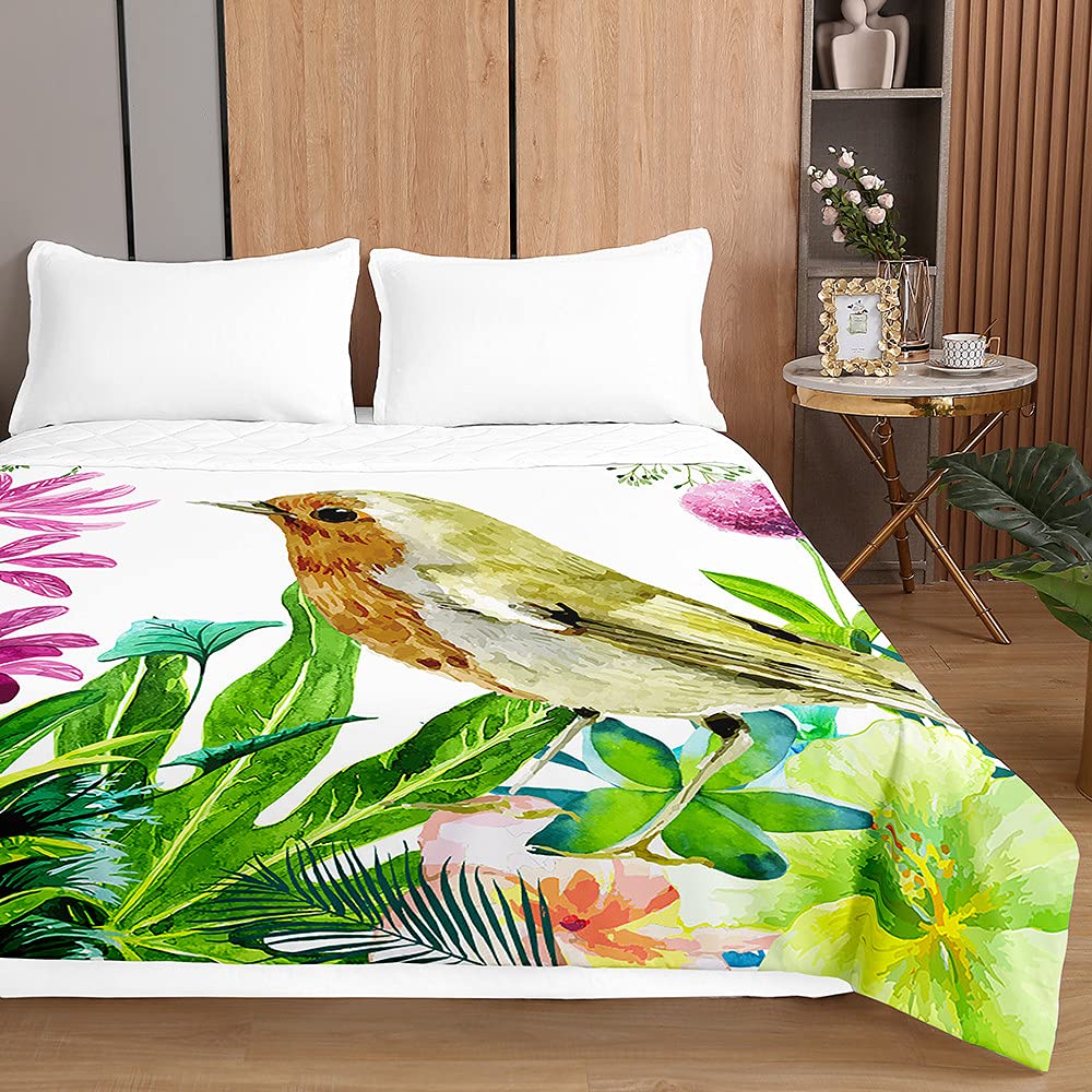 Couvre-lit matelassé oiseau anti-plis pour remplacer les couettes lourdes en été