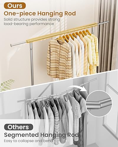 Miniatura 2 de Perchero de ropa resistente, perchero de metal con carga de 450 libras, percheros enrollables para colgar ropa con ruedas con cerradura, percheros