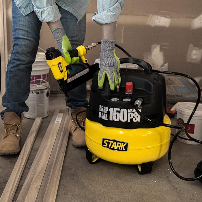 Buy Stark 18 Gauge Brad Nailer and 6 Gallon Pancake Electric OilLess Air Compressor, 150 PSI