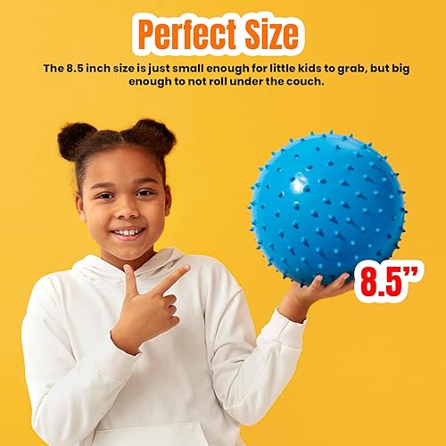 Miniatura 5 de New Bounce Knobby - Juego de 4 bolas inflables sensoriales con bomba de 8.5 pulgadas para niños, juguetes texturizados para niños, terapia, juegos