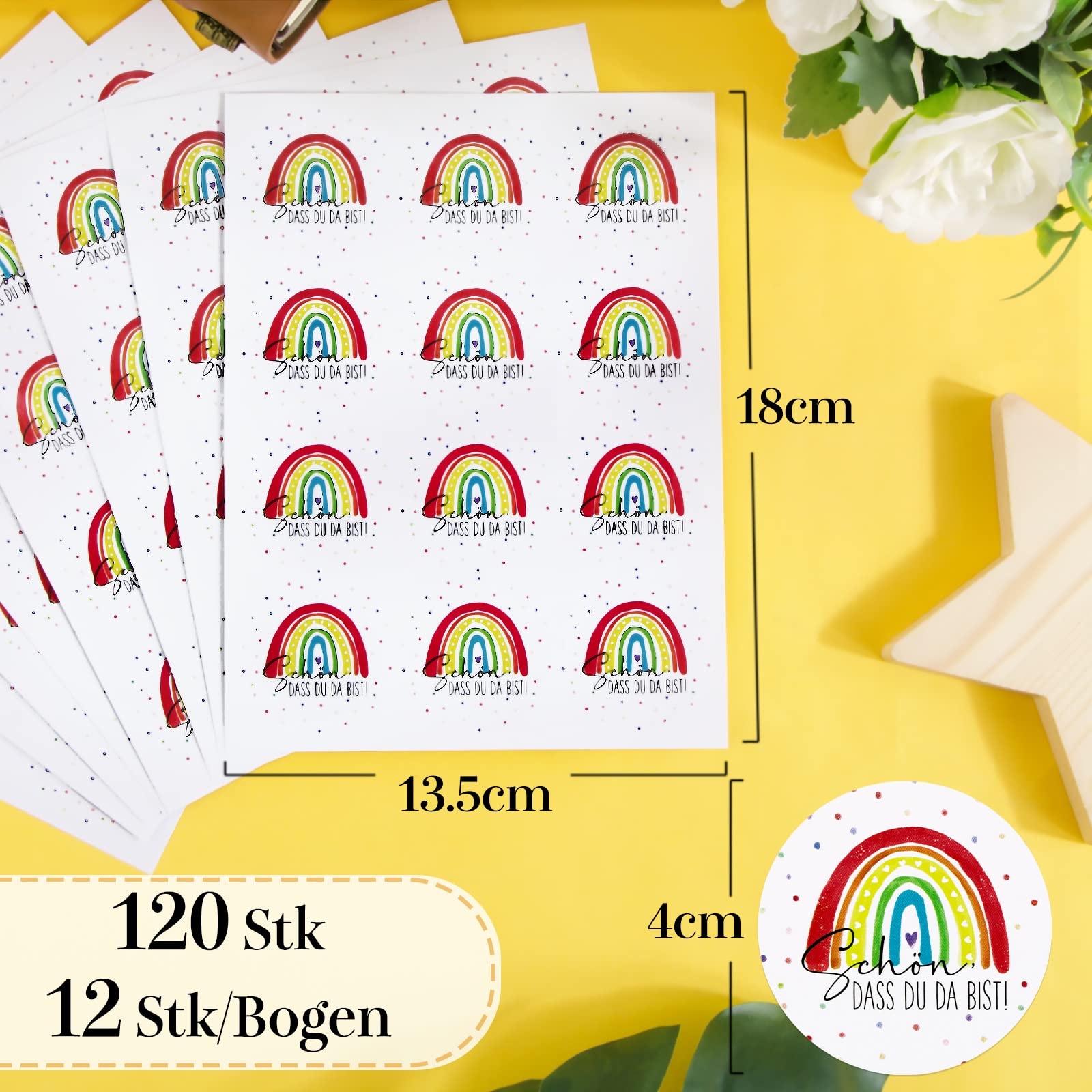 500 Etichette Adesive Rotonde 4 Cm - Stickers Fiori Per Regali, Matrimoni, Compleanni E DIY