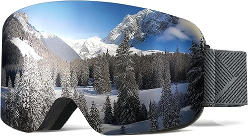 Miniatura 1 de NSSIW OTG - Gafas de esquí para hombres, mujeres y jóvenes, gafas de nieve con protección UV y antivaho Vlt 10% (negroplateadogris)