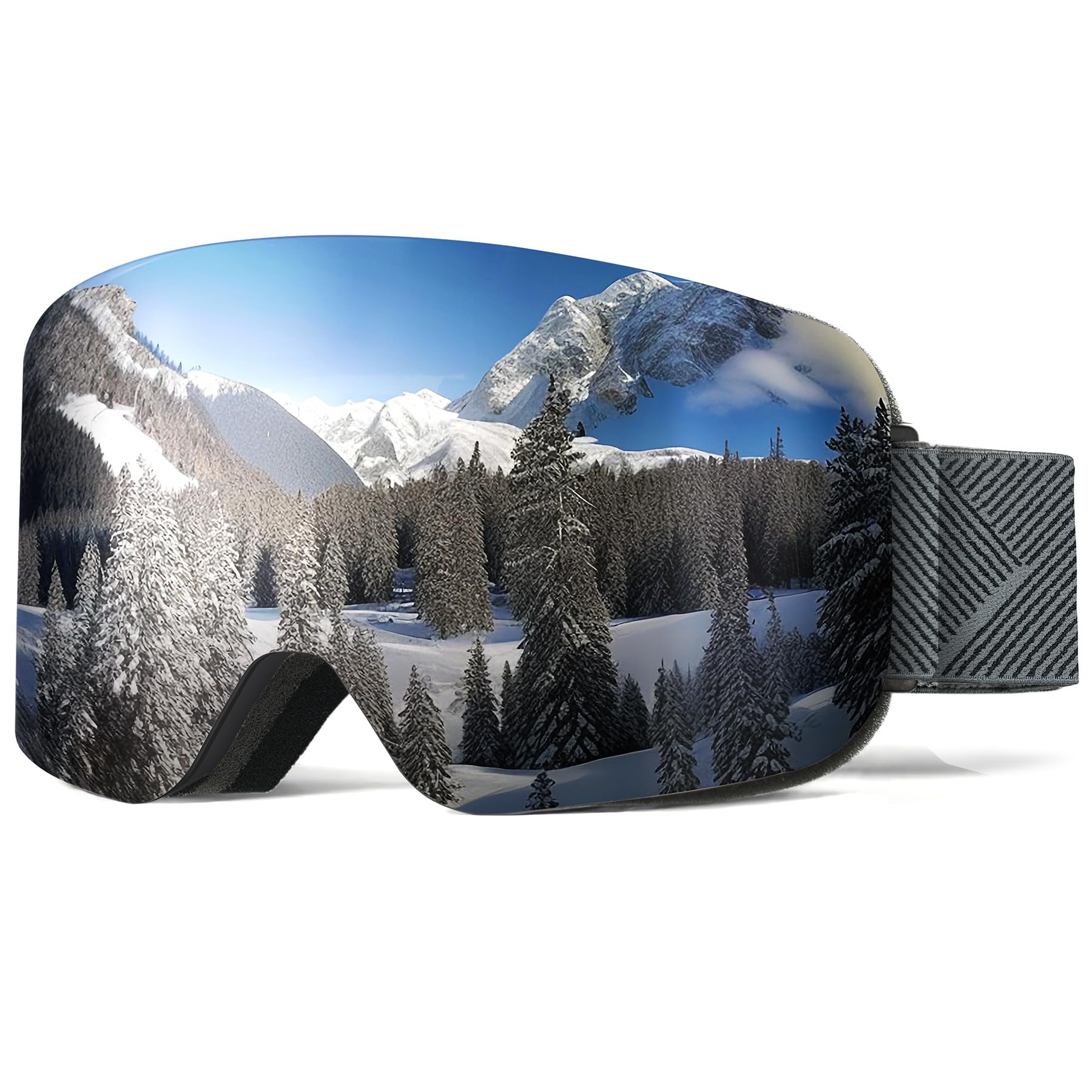 NSSIW Ski Goggles for Men Women Youth, OTG Snow Goggles with UV Protection and Anti Fog Vlt 10% (Black/Silver/Grey)