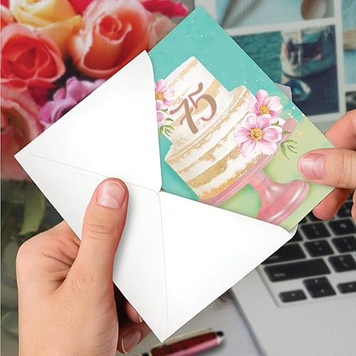 Miniatura 4 de NobleWorks Tarjeta de felicitación de cumpleaños 75 con sobre de 5 x 7 pulgadas (1 tarjeta) número pastel 75 C10117MBG