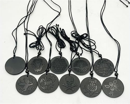 YEDIER Colgante de shungita natural auténtico, colgante de shungita, joyería natural de piedra shunguita, piedra shunguita, aleatoria, 1 unidad