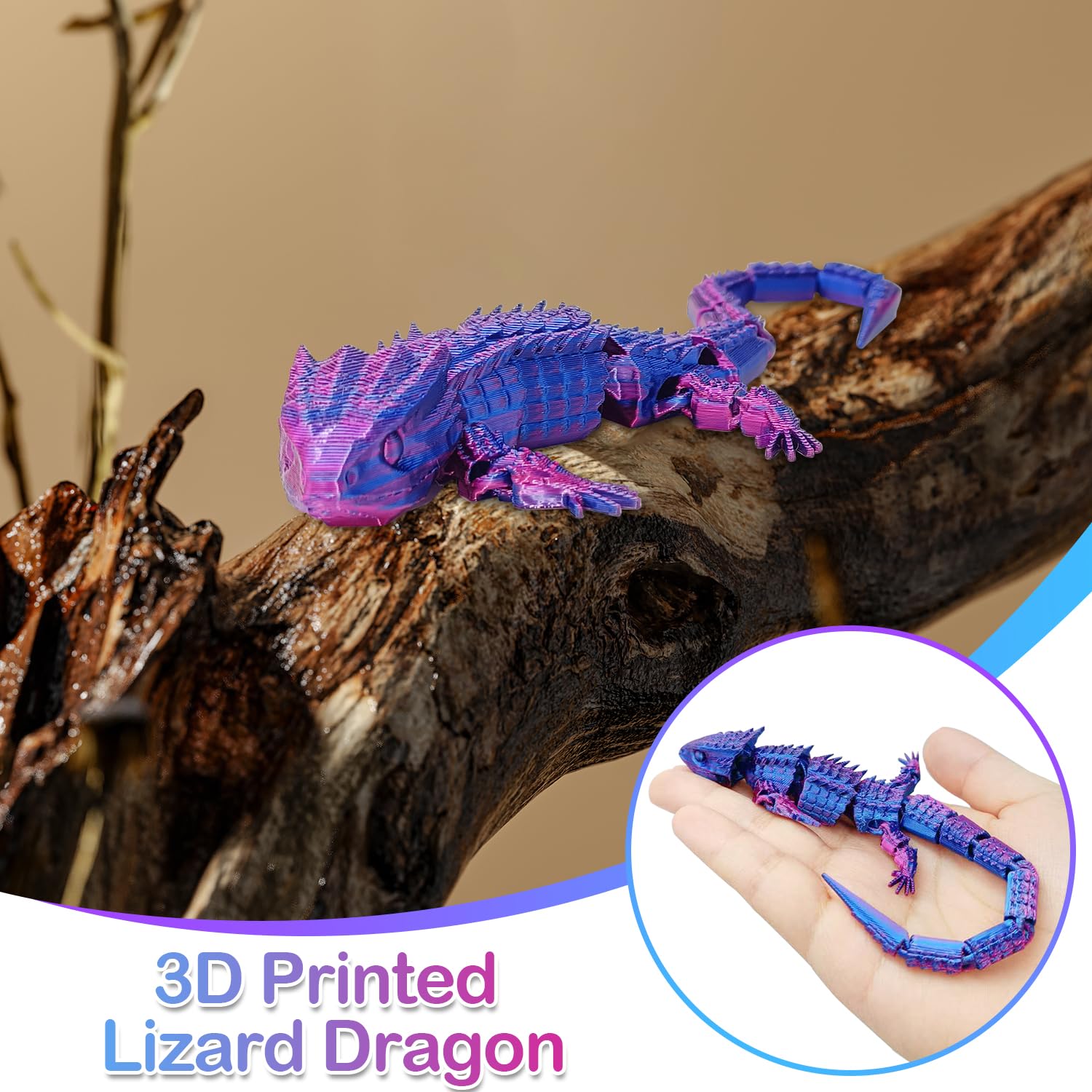 Gad z nadrukiem 3D, smok, jaszczurka, zabawka fidget, dla dorosłych, dzieci, przeciwlękowe i łagodzące stres, wiek 3+, elastyczne stawy, dekoracja domu, zabawki na biurko, dla dzieci, Boże