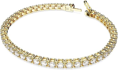 Miniatura 2 de Swarovski Matrix Tennis Bracelet, Round Cut Crystals, Pink, Blue, Black, Clear, Rhodium, Gold-Tone and Rose Gold-Tone Finishes