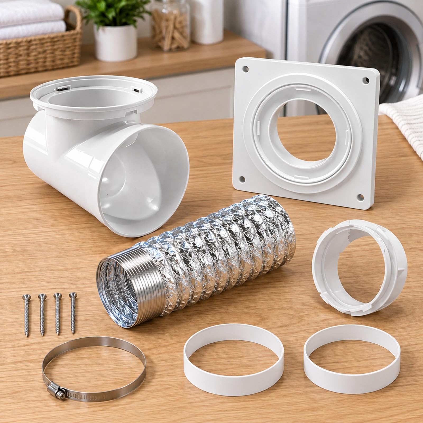Baoblaze Kit Conexión para Tubería Secadora con Codo y Corrugada Metal para Evacuar Caliente Manera Eficiente en Espacios Reducidos, Estilo C