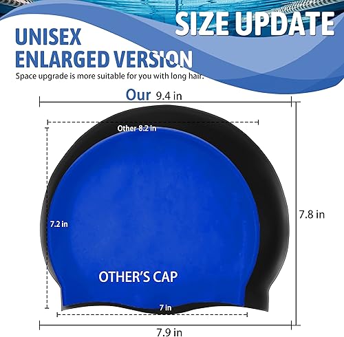Miniatura 2 de Gorro de natación para mujeres y hombres, gorro de natación para mujer, gorras de natación para mujeres (negro)
