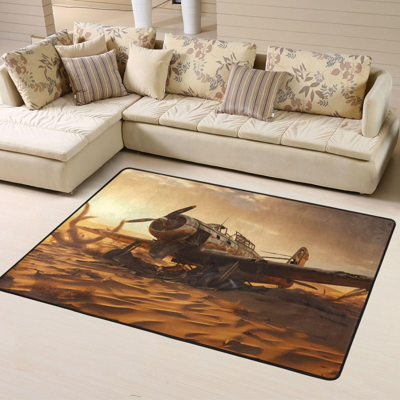 Tappeti, tappeti per soggiorno, tappeto runner tappeto antiscivolo tappeto da gioco tappeto da gioco 160 x 122 cm vecchi aeroplani rotti. stampa