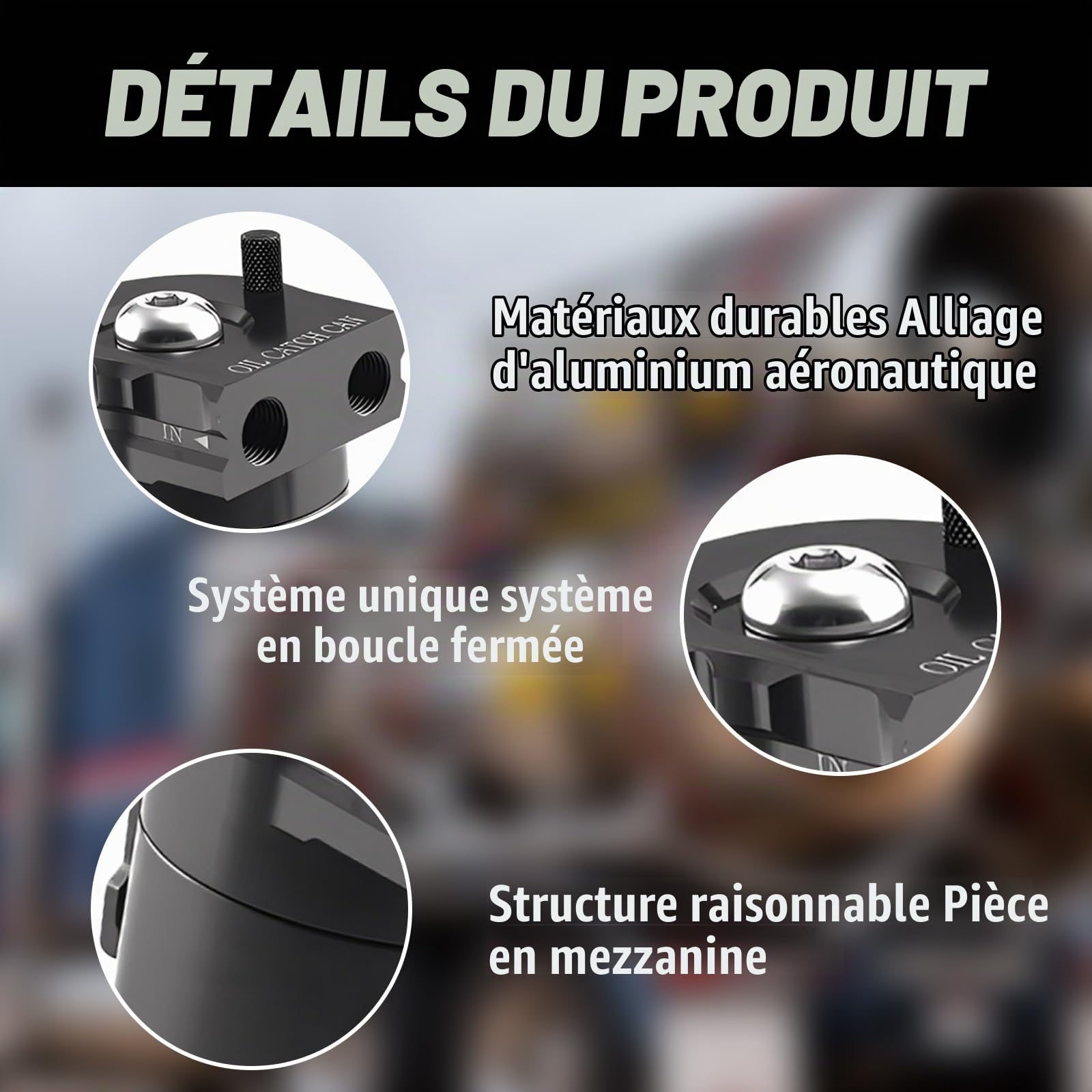 Récupérateur huile moteur, universel oil catch can, 300ml réservoir de récupération en aluminium des vapeurs d'huile moteur Réservoir de Stockage D'huile avec filtre à air, tuyau et accessoires