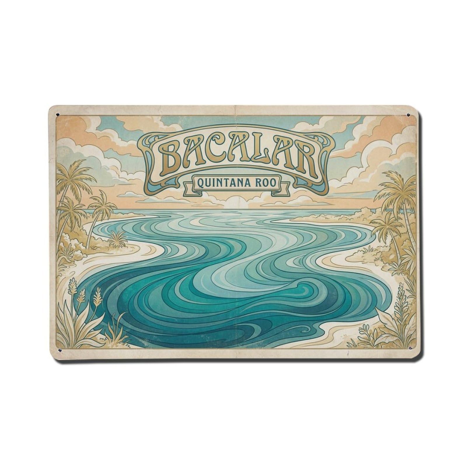 Cxhjca 8X12inch(20X30cm) Retro Travel Mexico Bacalar Metal Tin Sign