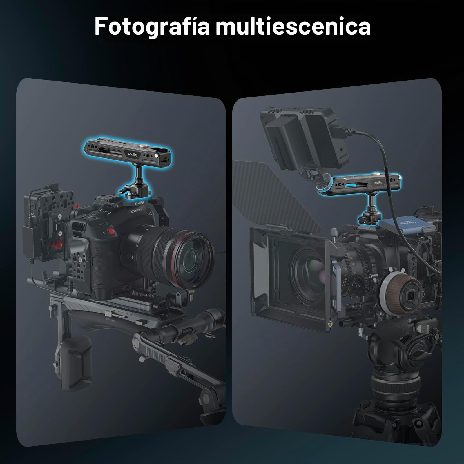 SmallRig Mango superior giratorio con pinza NATO, mango superior ligero NATO para jaula de cámara, capacidad máxima 15 kg, rotación de 360°, con soporte de garra y agujeros roscados de