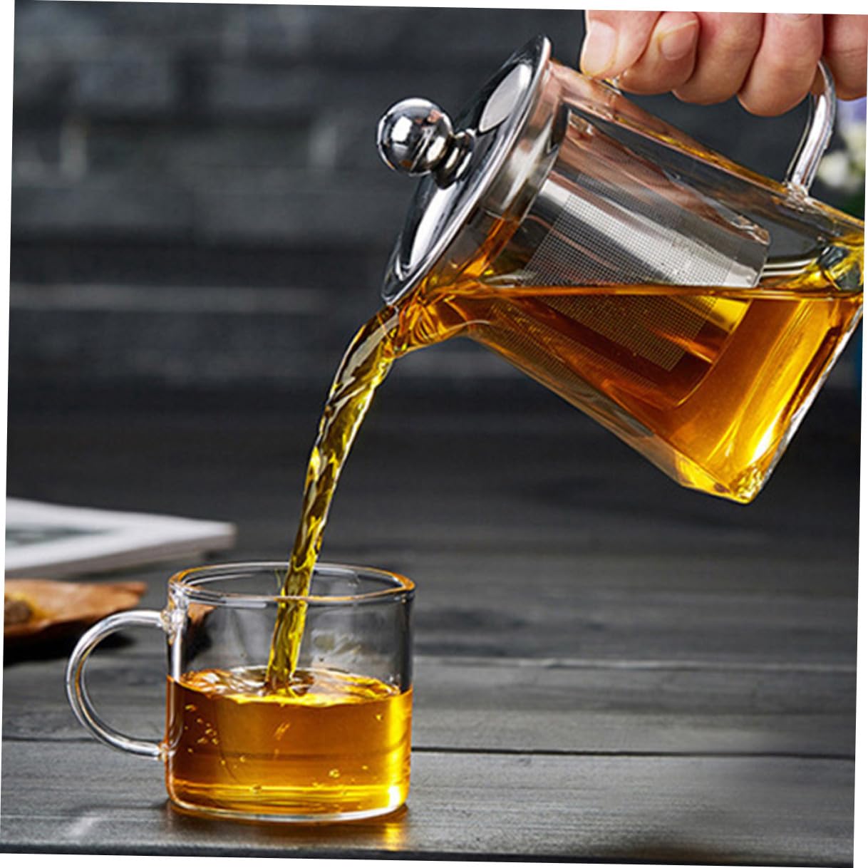 Tetera De Vidrio Resistente Al Calor Filtro De Acero Inoxidable Para Infusiones De Té Para Cocina o Despacho