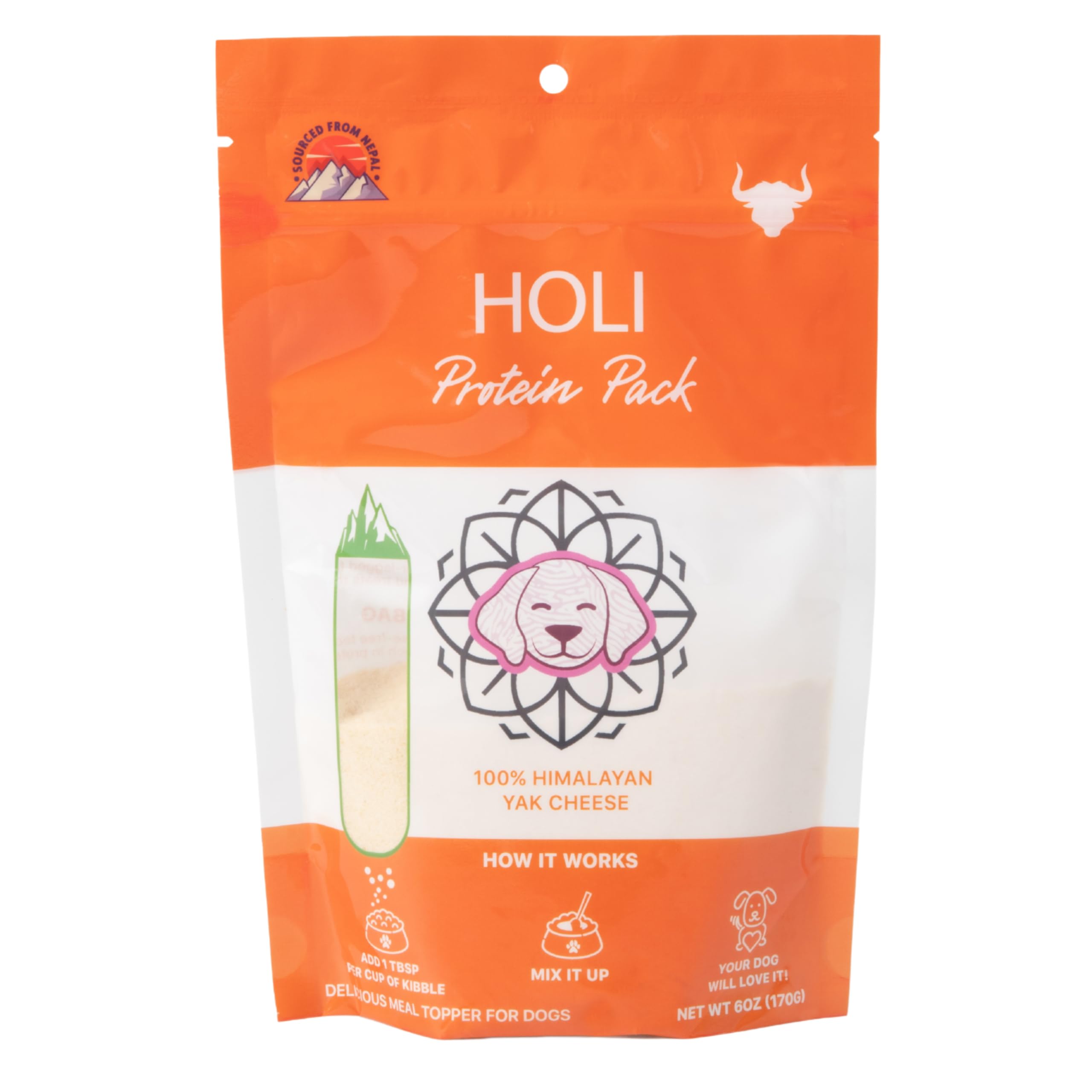 HOLI Dehydrated Himalayan Yak Cheese Dog Food Topper - All Natural Dog Food Flavor Enhancer - 6oz