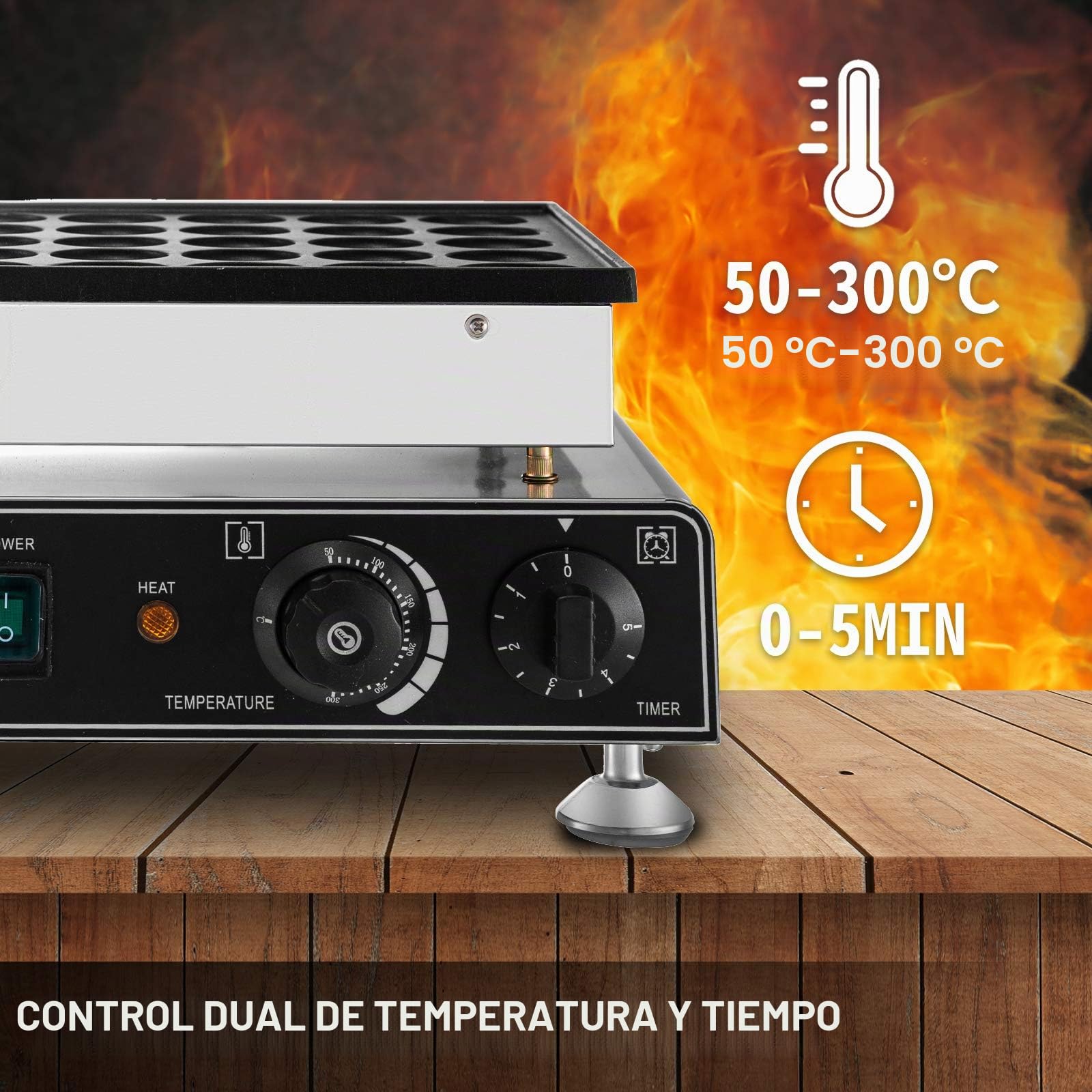 VEVOR Máquina para hacer panqueques de gofres 50 piezas para hacer panqueques de 1600 W Poffertje Mini máquina eléctrica de panqueques holandeses de 1.8 pulgadas