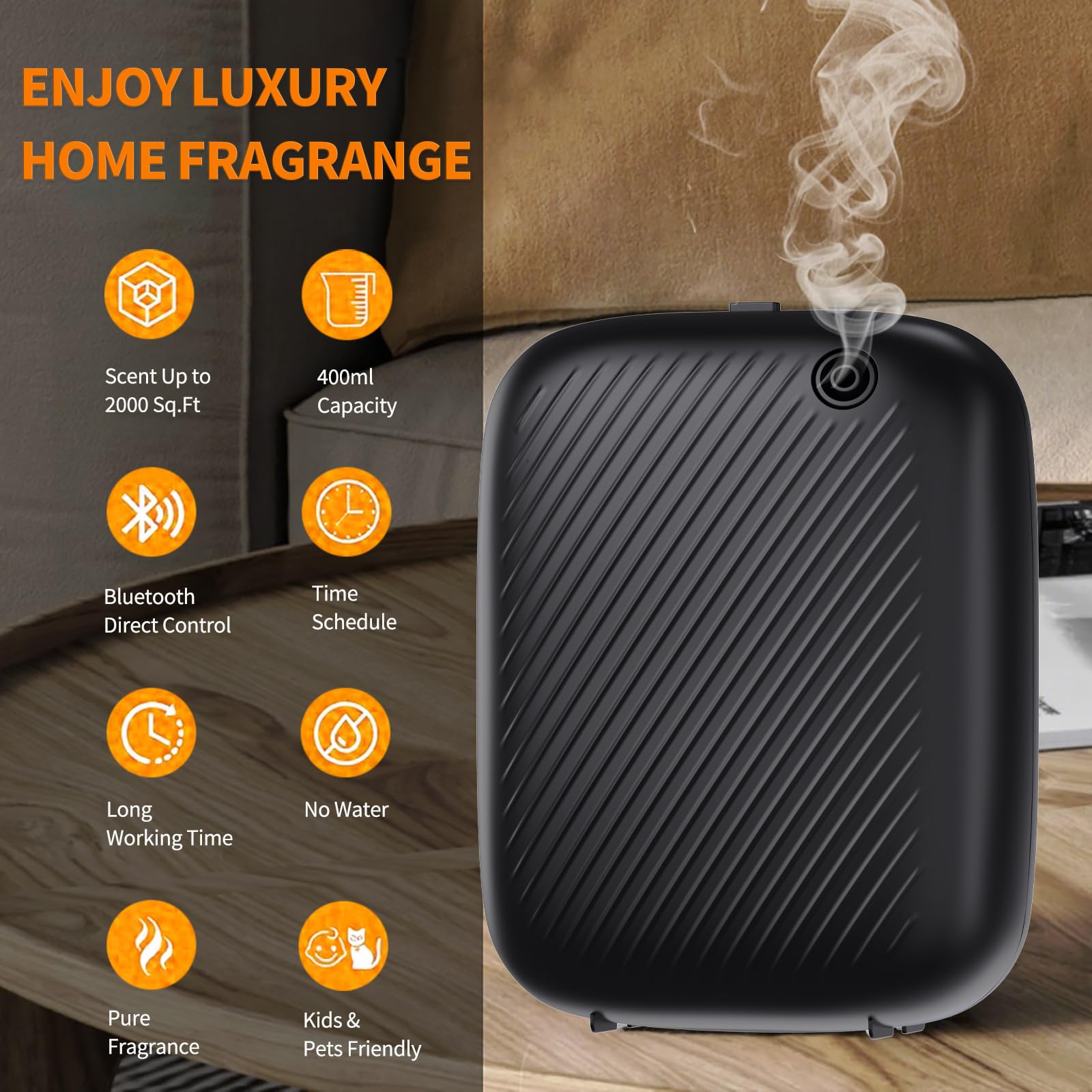 Smart Scent Air Machine Pro para el hogar, difusor de aceite esencial sin agua, difusor de aroma con tecnología de aire frío de 400 ml para habitaciones grandes y uso comercial, cubre hasta 2000 pies