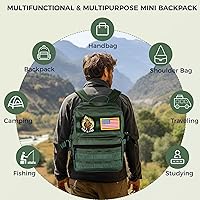 Vista 6 de Mini mochila táctica de 9L para hombres y mujeres, mochila táctica militar pequeña para deportes, gimnasio, senderismo, viajes, camping, Verde Verde