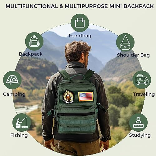 Miniatura 6 de Mini mochila táctica militar de 9L para hombres y mujeres, mochila táctica militar pequeña para deportes, gimnasio, senderismo, viajes, campamento