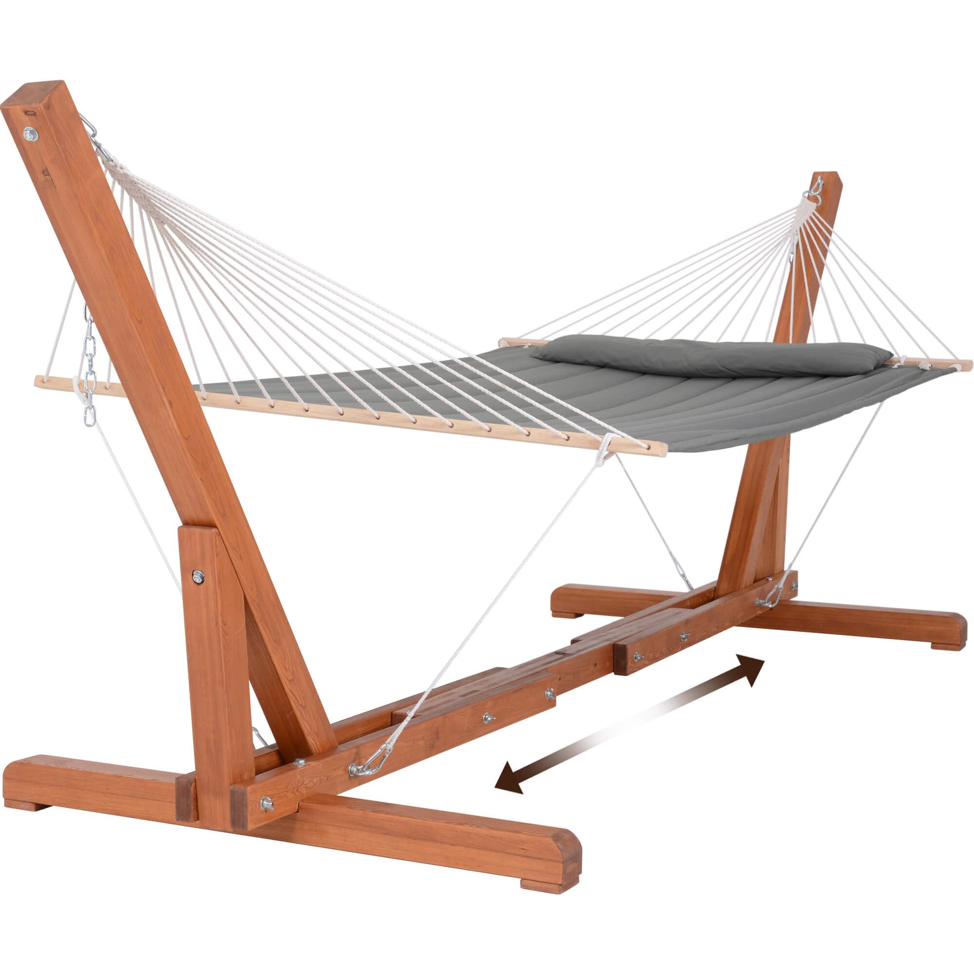 SUNCREAT Hammocks Double Hammock with Adjustable Wooden Stand Included, Outdoor Hammocks for Outside, 475 lbs Capacity, Dark GrayThe Forest Stewardship Council
