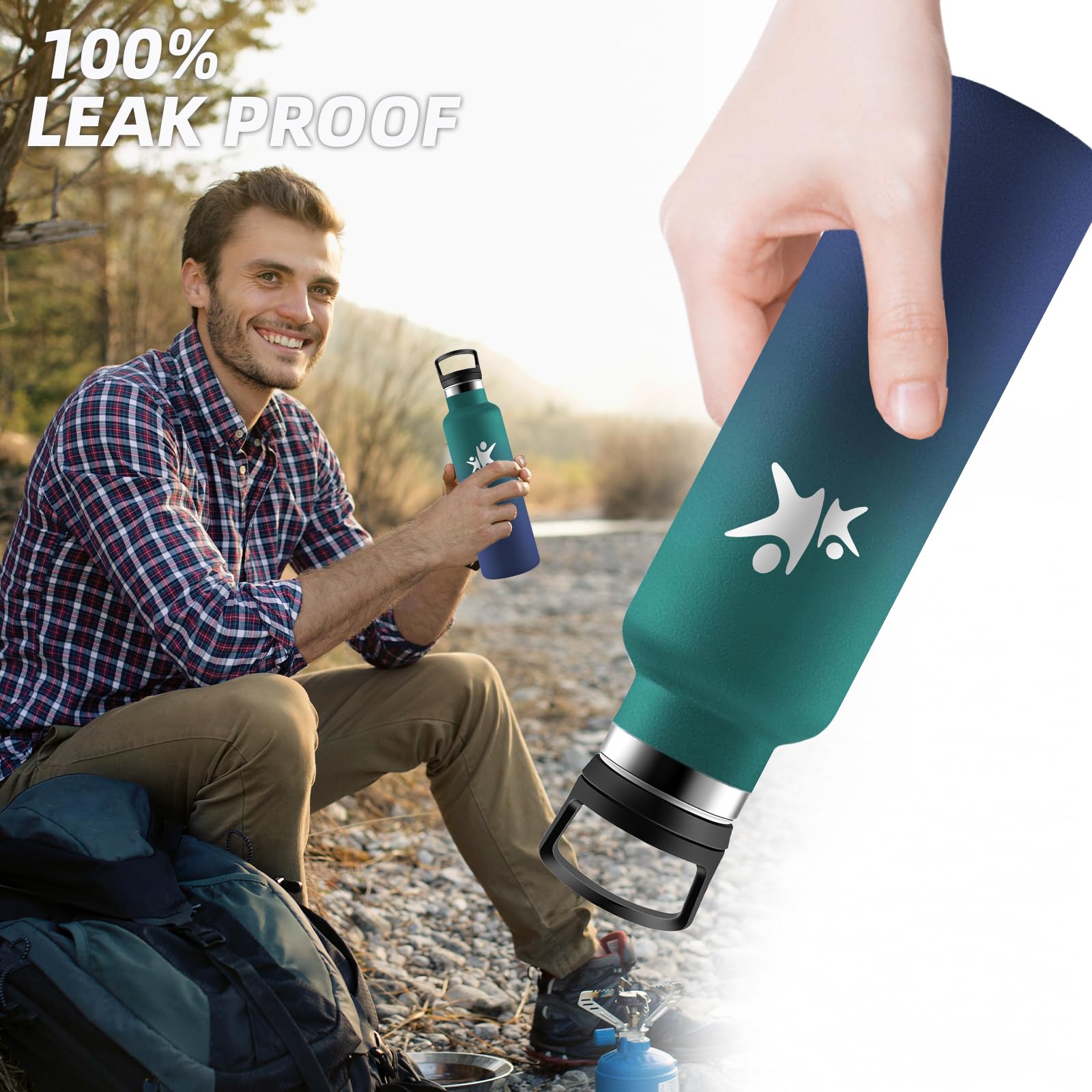 Grsta Borraccia Termica 750 ml, Senza BPA, Borraccia con Cannuccia, Bottiglia Termica Senza Perdite, Borracce Termiche, Acciaio Inossidabile 18/8, Borracia Metallo per Campeggio, Viaggio, Palestra