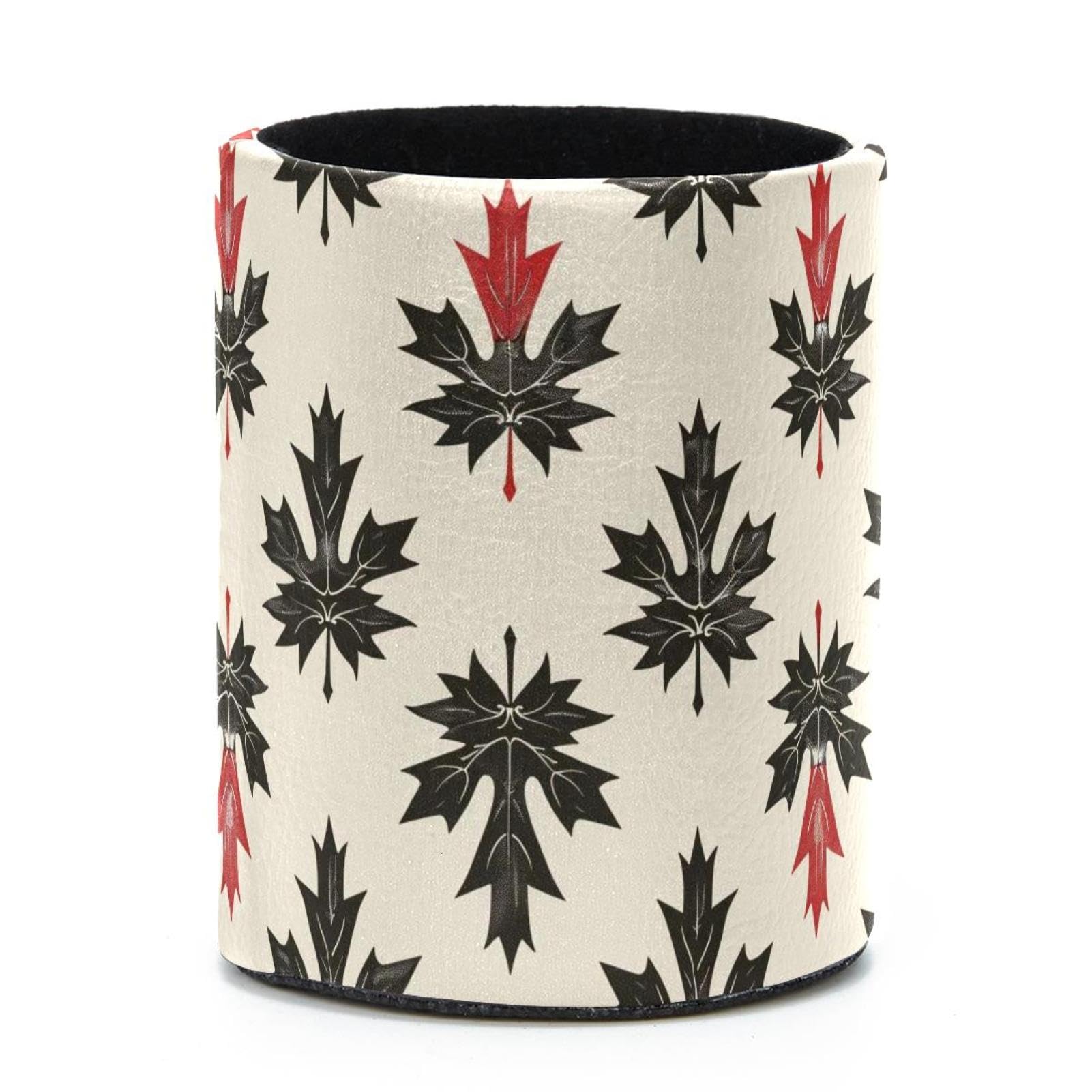 VAPOKF Round Pencil Holders for Desk, Maple Leaf Pen Holders Pen Pot Makeup Brushes Storage Desktop Stationery Supplies Organiser for Home Office