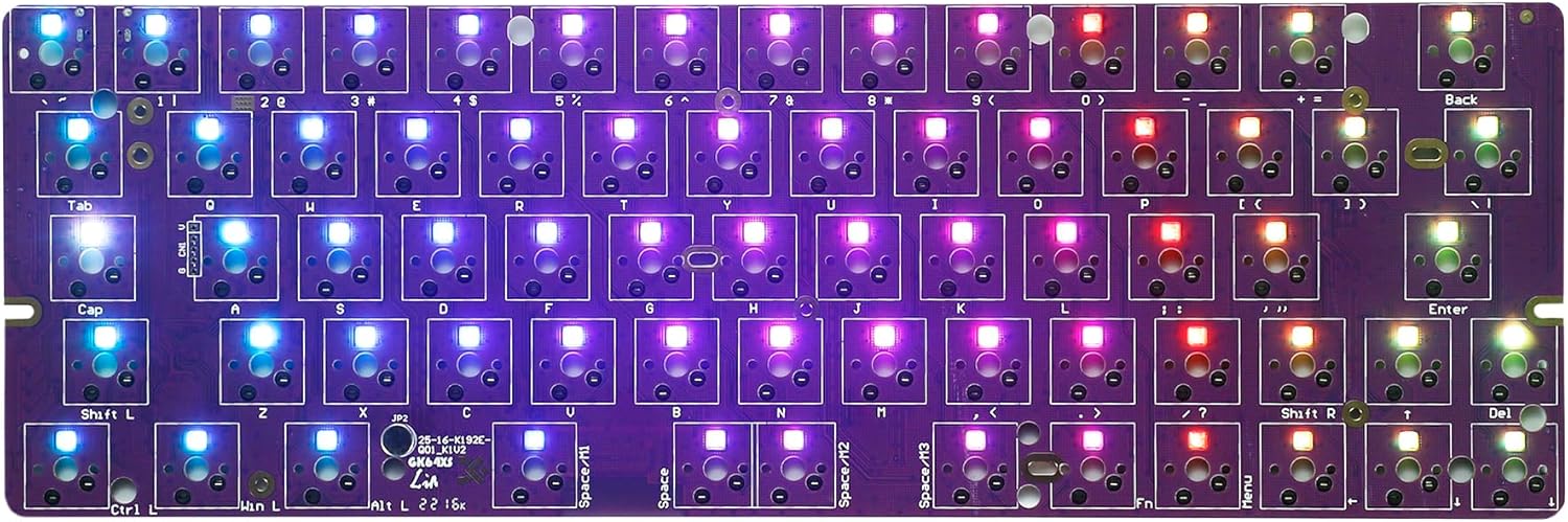 YMDK GK64X RGB Hot Swap Independent Driver Wired Tyce-C ANSI PCB (GK64X PCB)
