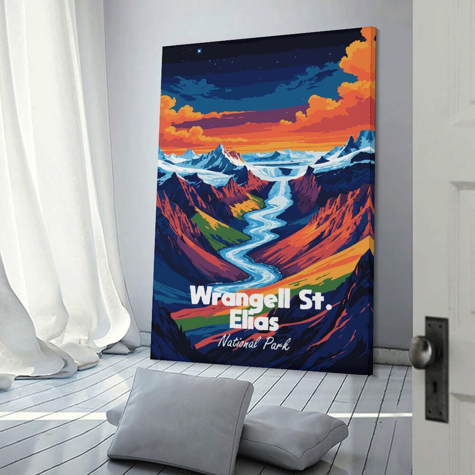Junmoney Canvas Wall Art Wrangell St. Elias National Park Art, 20x30inch(50x75cm), for Living Room, Lounge Or Sitting Room, Canvas Styling for A Polished Room Look