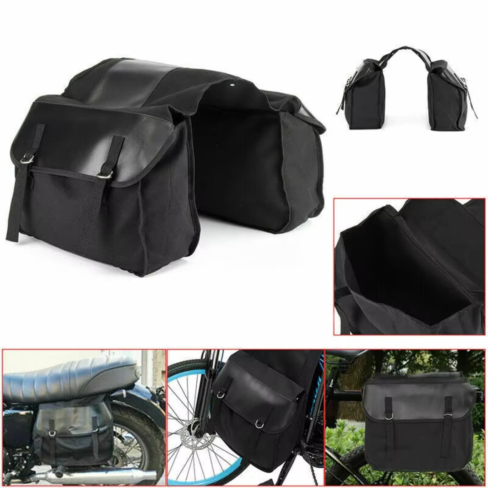 Borse laterali sella Compatibile Con Borse Laterali Moto In Tela Nera Impermeabile Borse Per Turismo Moto Accessori Accessori Il Per Turismo Motociclistico(Black)