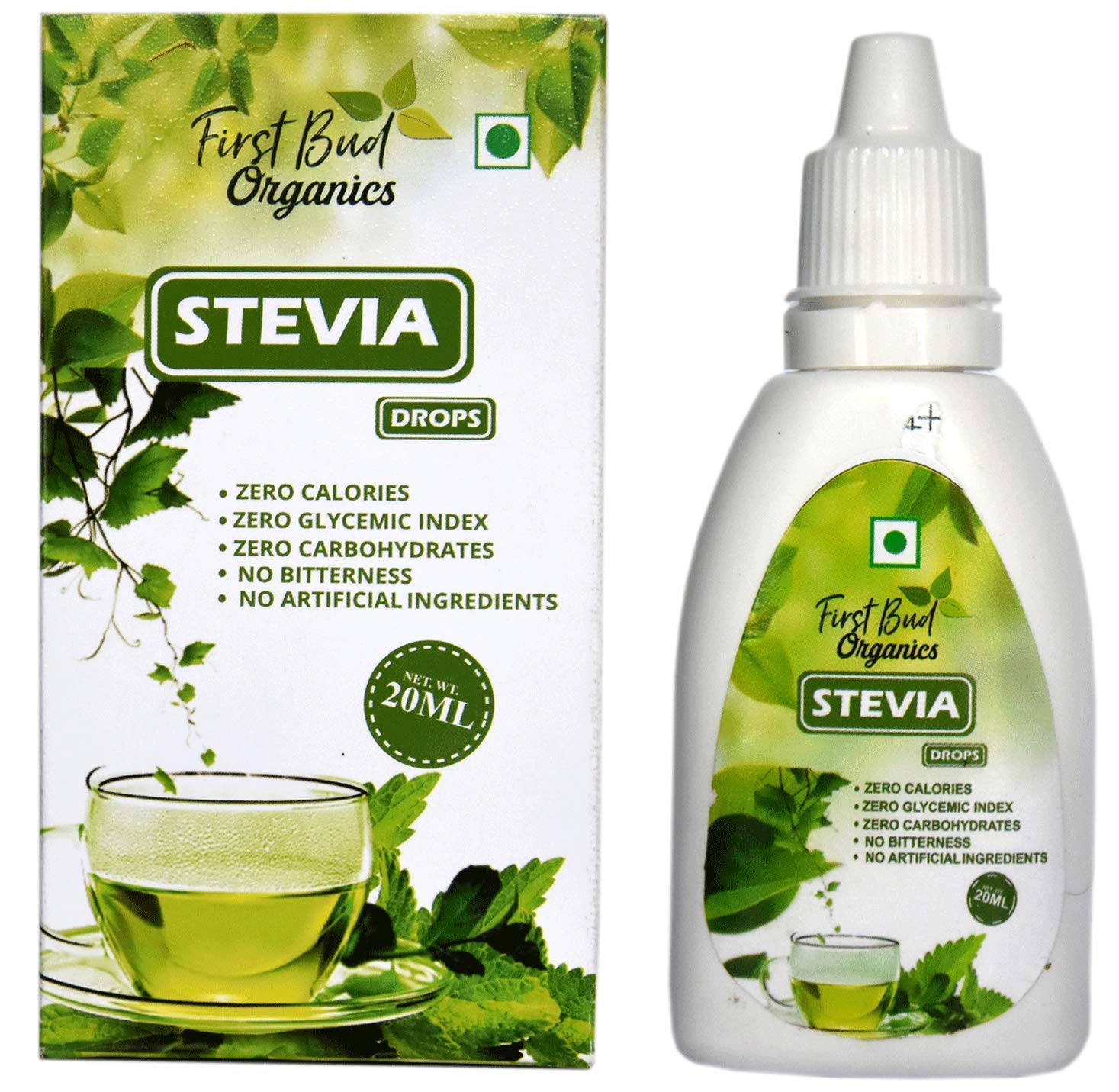 First Bud Organics Stevia Drops (20ml), Pure Stevia Leaf Extract, Zero