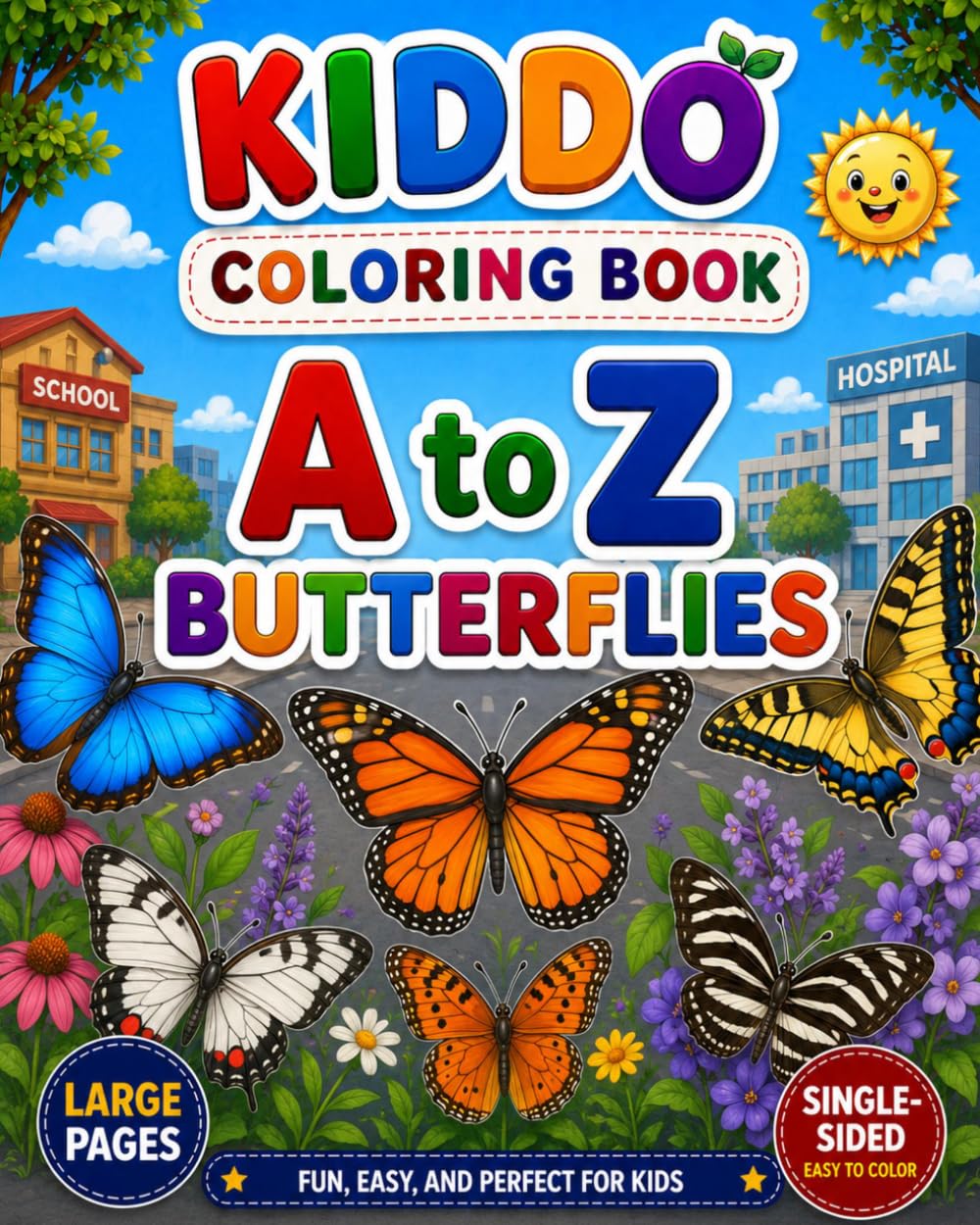 A to Z Butterflies Coloring Book: Learn the Alphabet with Beautiful Butterflies | Large Easy Coloring Pages | Ages 3–8 (KIDDO A to Z Coloring Books)