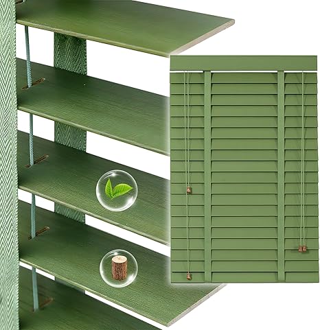 2" Slats Wood Blinds for Indoor Windows, Custom Wood Window Blinds, Wooden Venetian Horizontal Blinds & Shades for Indoor Windows, Office, Living Room, Bedroom