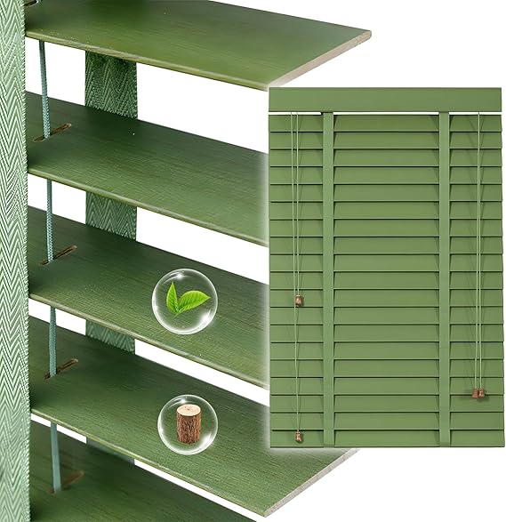 2" Slats Wood Blinds for Indoor Windows, Custom Wood Window Blinds, Wooden Venetian Horizontal Blinds & Shades for Indoor Windows, Office, Living Room, Bedroom