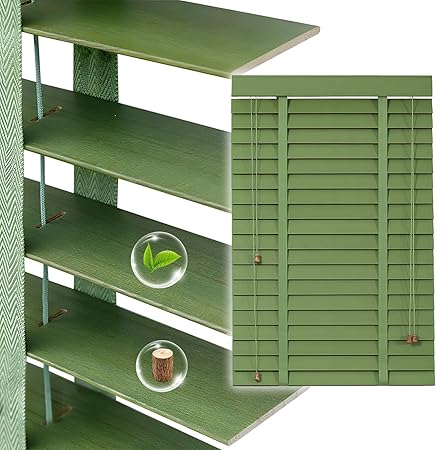 2" Slats Wood Blinds for Indoor Windows, Custom Wood Window Blinds, Wooden Venetian Horizontal Blinds & Shades for Indoor Windows, Office, Living Room, Bedroom