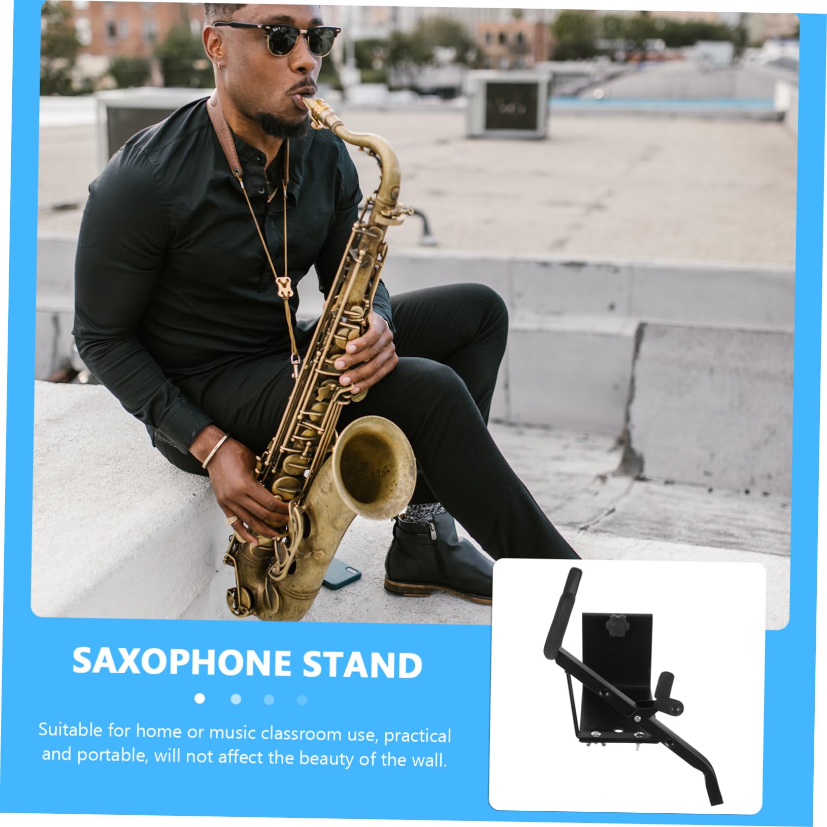 GOOHOCHY Saxophone Wall Mount Alto Saxophone Stand Smooth Edges Space-saving Hanger