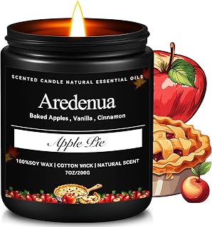 Apple Pie Candle | Warm Baked Apple Scented Candle, Thanksgiving Candles for Home, 7oz Holiday Soy Candles Gift for Her & Him, Cozy Winter & Christmas Gifts for Women Men