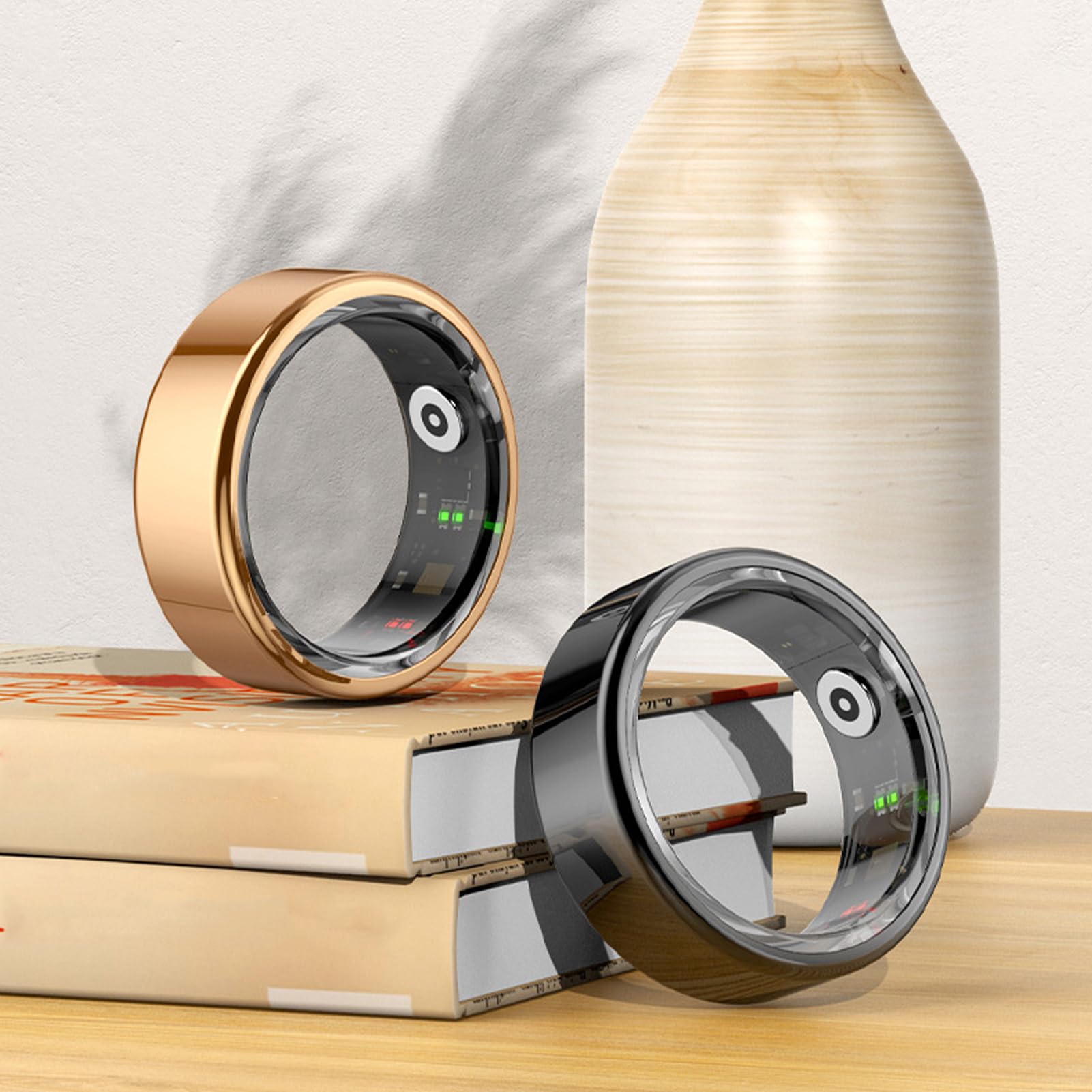 Diyeeni Smart Ring Health, BT5.0 Sleep Monitoring IP68 Waterproof, Magnetic Charging, for Men Women Size 10 (Black)