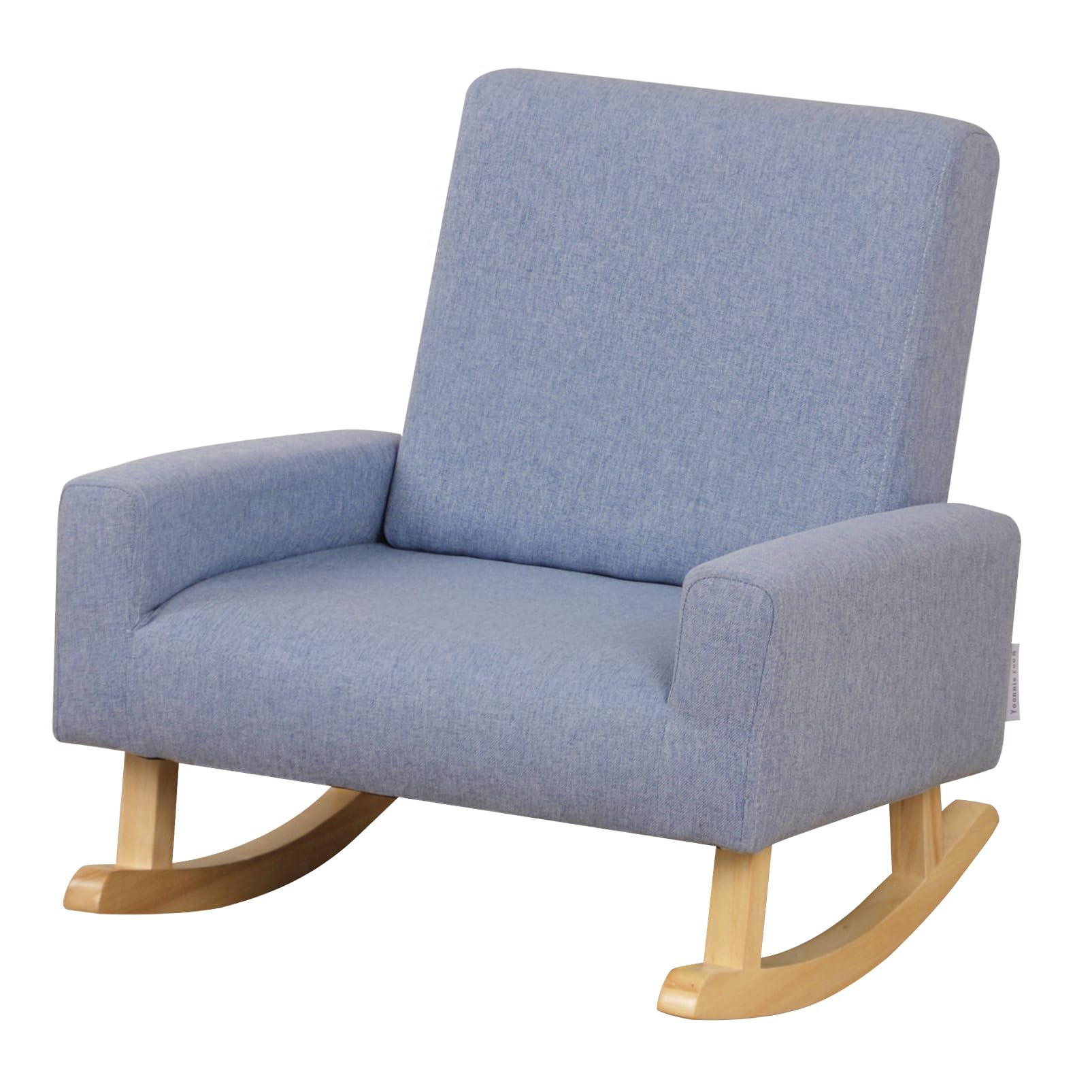 DGBAOBEI Wooden Rocking Chair for Kids, Children's Armchair, kids Sofa, Handcrafted Children's Rocker with Linen Fabric, Comfortable and Safe Toddler Chair, Good for Nursery or Playroom (Blue)