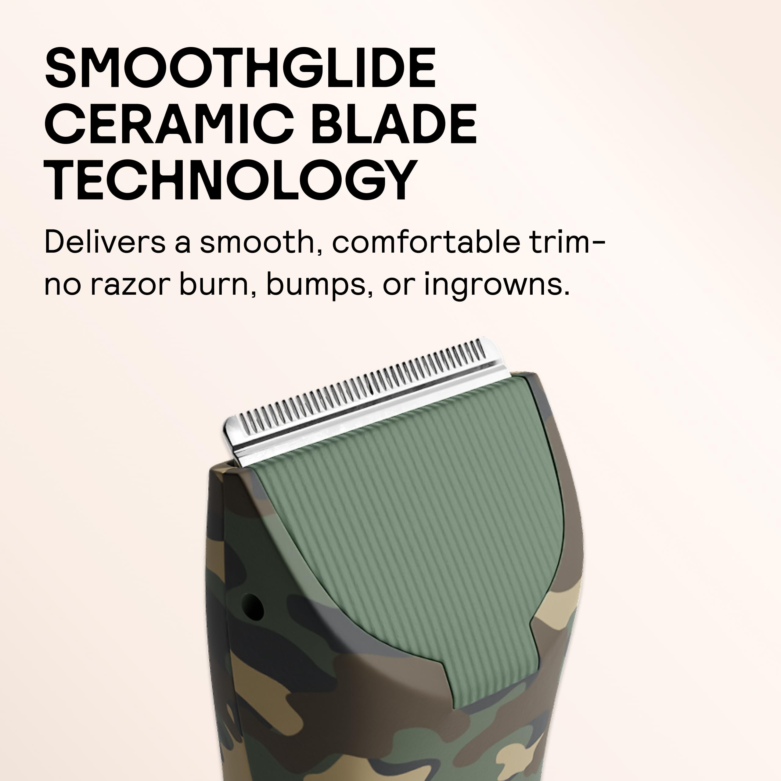 Meridian The Trimmer Original, rasoio elettrico da uomo, per peli pubici, petto, gambe e bikini, impermeabile e ricaricabile, stampa mimetica